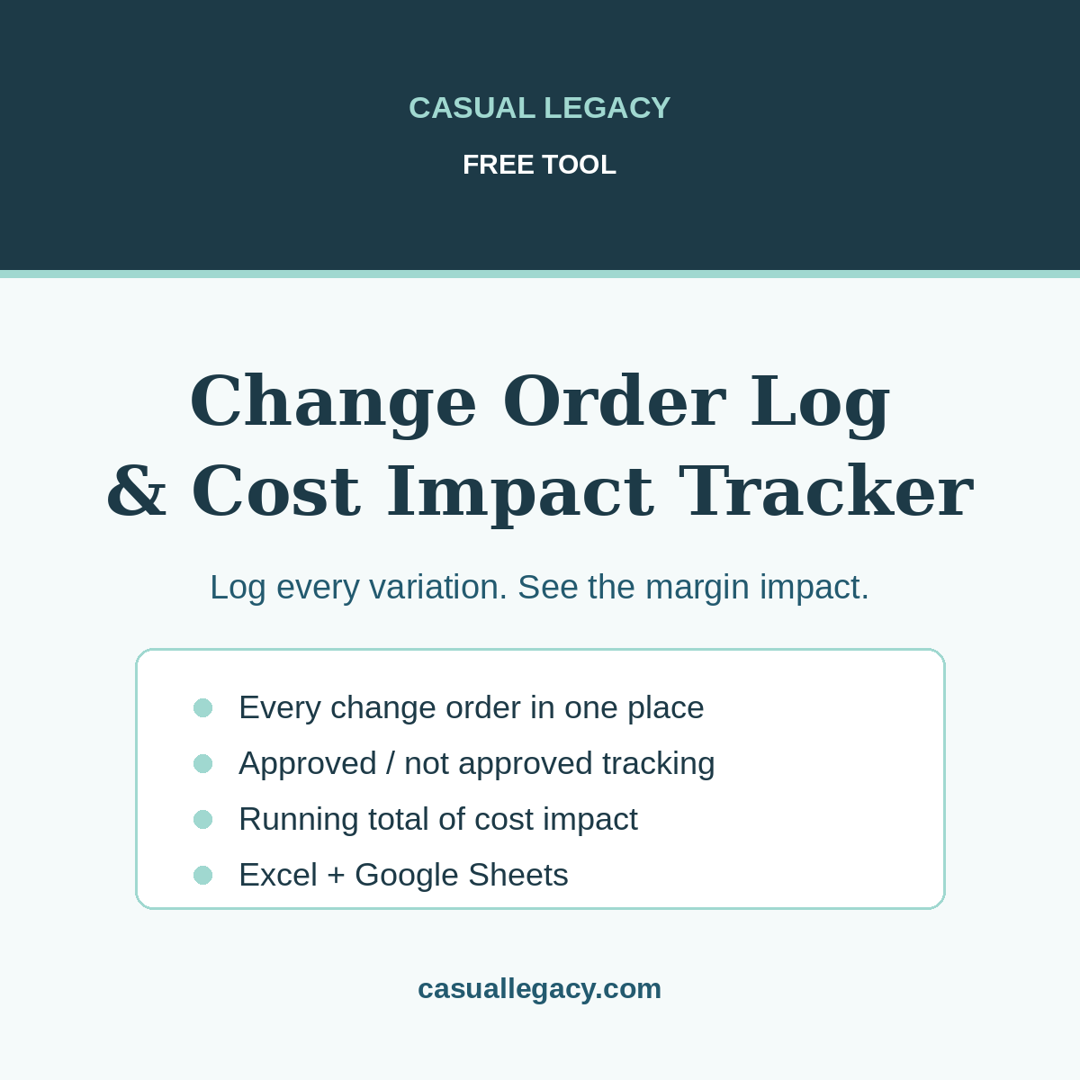 Change Order Log & Cost Impact Tracker (Free)